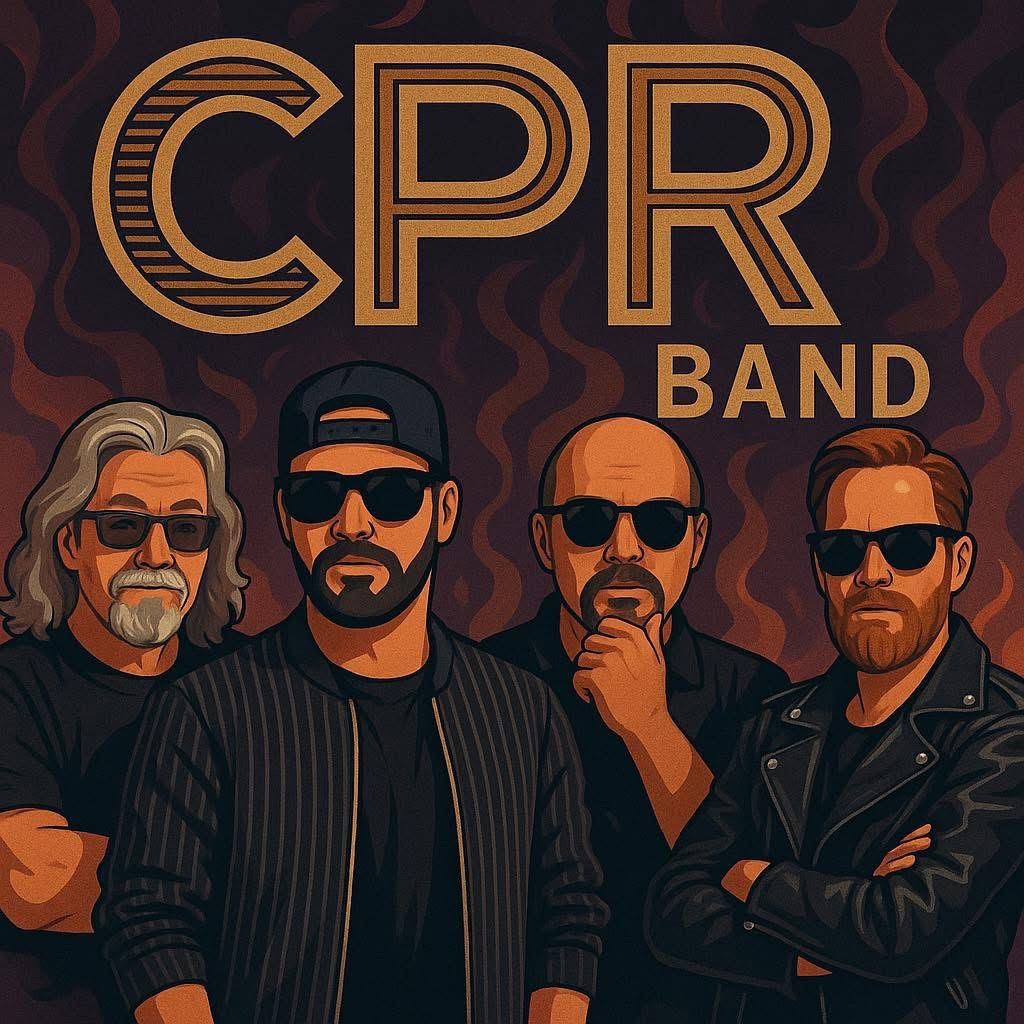 CPR Band illustrated four-member artwork from the band's trifold